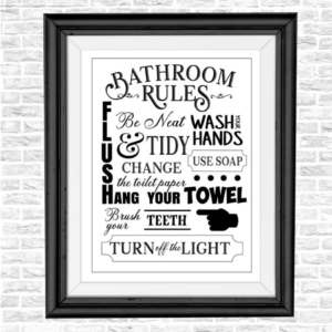 vintage bathroom rules sign